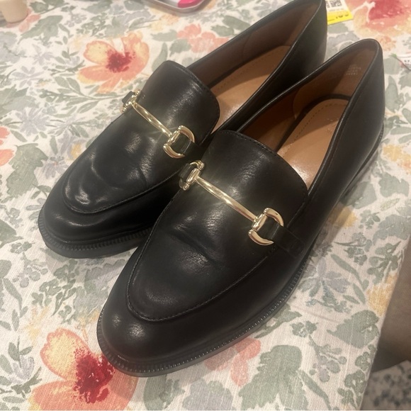 H&M Shoes - H&M Black and Gold Leather Loafers